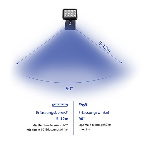 OUBO LED Solarleuchten mit Bewegungsmelder Solarlampe 12 LEDs 300 LM, 2 Modi, für Garten, Patio, Zaun, Hof, Balkon, Terrasse, Haus, Auffahrt Dämmerungsschalter IP44 Energiesparend schwarz - 8