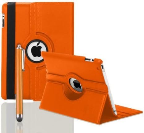 ROTATING 360 LEATHER CASE COVER SCREEN PROTECTOR FOR APPLE IPAD 2 AND 3 AND IPAD 4 4TH GEN - BY SMARTPHONEZ_UK (ORANGE)