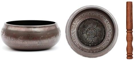 FAIR TRADE OM DESIGN SINGING BOWL DIAMETER 13 CM METAL HANDGETRIEBEN NEPaL WITH CLAPPER KLANGMASSAGE MEDITATION SINGING BOWL