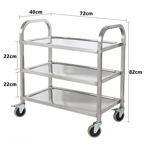 HLC 75*40*83.5 CM Edelstahl Küchenwagen Rollwagen Badwagen Haushaltswagen mit 3 Ebene - 2