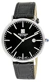 Steinhausen Herren S0519 Klassische Burgdorf Schweizer Quarz Edelstahl Uhr mit schwarzem Lederband
