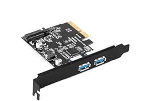YBBOTT PCIe 4X to Dual USB 3.1 Gen2 Type A Expansion Card - 10Gbps ASM3142 Chipset, Hot-Swap Support, Windows/Mac Compatible, Low-Profile Bracket Included (Not for PCIe x1 Slots)