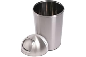 Jago® Pattumiera Push - con Coperchio Basculante, 50 l, Ø35/75 cm, Acciaio Inossidabile Lucido, Nero/Argento - Cestino, Secchio, Bidone per Spazzatura, da Cucina, Bagno (Argento)