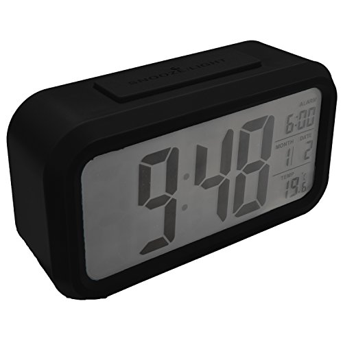 Digital Wecker Reisewecker Digitaluhr großem LED Display Lichtsensor Datumsanzeige snozze Temperaturanzeige Farbe Schwarz - 2