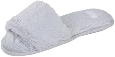 CHICLILYWomen’s Cozy Open Toe Faux-Fur House Slippers Spa Slide Indoor Shoes (EU 38/39=UK 4.5/5.5, gray)