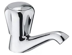 Joyway Brass Silver Conti Pillar Cock Wash Basin Tap ( Quarter Turn )