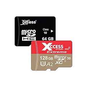 Xccess Premium 64GB+128GB Memory Card,64+128GB Micro SDHC Card,Class 10,Fast Speed for Smartphones, Tablets and Other Micro Slots wtih Data Transfer(Combo-Pack of 2)