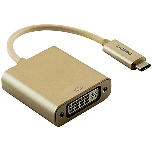 Ligawo 6518954 USB 3.1 Typ C Stecker zu DVI Buchse Adapter | Win 10 / Mac OS ab 10.2 / Linux / Google Chrome OS | - gold
