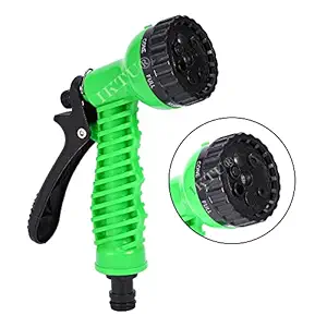 IKTU 7 Pattern Garden Hose Nozzle Water Spray Gun with Valve Control for Gardening Watering Plants Wash Car Bike Lawn