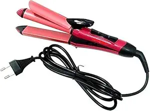 GRAVITY 2 in 1 Hair Straightener and Curler( 2 in 1 Combo ) | hair straightening machine, Beauty Set of Professional Hair Straightener Hair Straightener and Hair Curler with Ceramic Plate For Women(Pink)