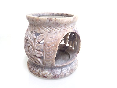 Fumaga – Räucherstövchen aus Speckstein mit Sieb „Blume“ Ø 7,5 cm, H: 8,0 cm