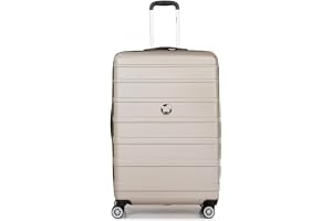 DELSEY PARIS Margot 78 cms Large Check-in Polycarbonate Hard Sided 8 Wheels and Expandable Spinner Suitcase/Trolley Bag for Travel with TSA Lock- Gold