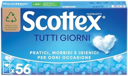 Scottex Tutti i Giorni, Fazzoletti di carta, Prodotto in Italia, Con Carta certificata FSC, 56 Pacchetti