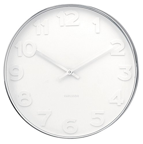 Karlsson KA4383 Wanduhr Mr. White Numbers Stahl Poliert, Metall, weiß, 6 x 37.5 x 37.5 cm - 2