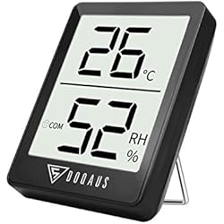 DOQAUS Thermometre Interieur, Hygrometre Interieur de Haute Précision, ℃/℉Commutable, pour Détecter humidité et la température, Indication du Niveau de Confort, Portable (Noir)