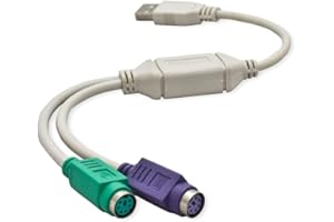 Pineeseatile Convertitore da USB a PS/2 1 Pacco da USB a Doppio Cavo Adattatore convertitore per Mouse per Tastiera PS2 per Computer PC per Laptop