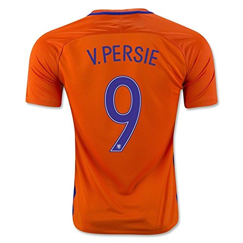 2016 UEFA Euro Cup Niederlande National 9 Robin Van Persie Away Football Soccer Jersey in Blau Medium Orange – orange