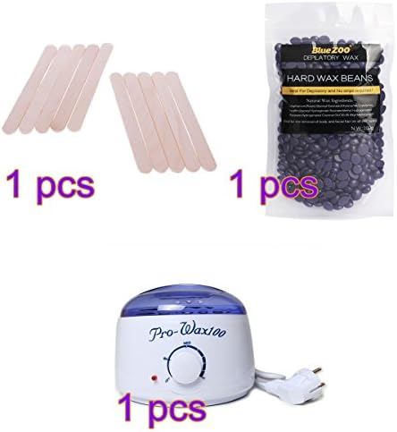 Wax Warmer, Hair Removal Electric Waxing Kit Pearl Wax Heater Wax Beads Home Waxing Machine with 1 Pack Hard Wax Beans and 10pcs Wax Applicator Sticks for Arms, legs, armpit