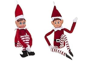 ELVES BEHAVIN' BADLY Lot de 2 Elfes de 30 cm pliés et posés avec des Visages en Vinyle et des Mains saisies Ensemble – Plus Les Elfes sont Grands, Plus Les malicieux