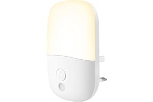 Jsdoin Wall Mount Night Light, with 5 Levels of Brightness and Dusk to Dawn Light Sensor, Children's Night Light for Children's Rooms, Stairs, Hallways, Bedrooms, Warm White (1PACK)