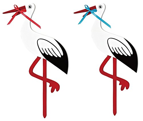 Magni Klapperstorch Storch Steckholz zum Aufstellen bei Geburt eines Baby 80 cm ( rot ) - 2