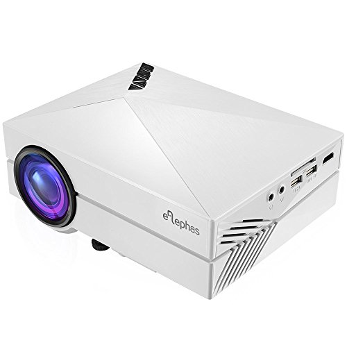 Beamer, ELEPHAS Tragbarer Heimkino Mini LED Beamer Projektor mit HDMI Kabel unterstützt TV Laptop Smartphones und Spielekonsolen für Heimkinos und Weihnachten, Weiß