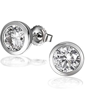 Goldmaid Damen-Ohrstecker Zargenfassung 925 Sterlingsilber 2 weiße Zirkonia Ohrringe Schmuck