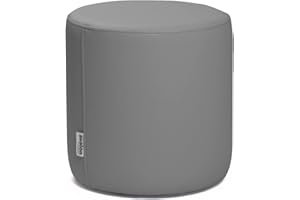 Avalon - Pouf Poggiapiedi Rigido CILINDRO Mamba, Puff Poggiapiedi Divano, Puffo in Similpelle per Interno ed Esterno, Comodo e Impermeabile, Made in Italy(35cm-Grigio)