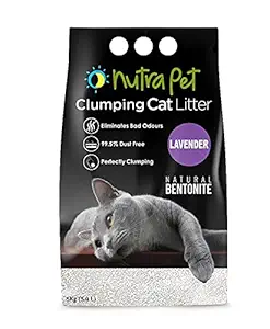 Nutrapet Lavender White Bentonite Clumping Cat Litter with Zero Dust, 5kg