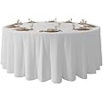 Urby 132'' White Round Tablecloth for 6-7ft Round Folding Table That Seats 8-10 Guests, Mantel Redondo Para Mesa De 8 Sillas, Ideal for Party, Wedding, Banquet and Events.