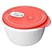Produktbild Rotho 7370100203 Mikrowellen-Speiseteller Micro Clever - Mikrowellengeschirr mit tiefem Teller und Deckel - Mit Ventil im Deckel - Mikrowellendose BPA-frei - 0.8 Liter Inhalt pro Menüteller - weiss/rot