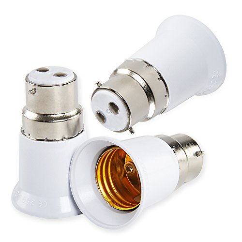 longyee (TM) 3 x bayoneta BC casquillo B22 a E27 ES rosca Edison Bombilla Lámpara Base Socket convertidor extensor adaptador soporte de techo, 220  240 V
