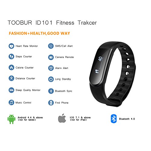 Fitness Tracker Armbanduhr, Toobur Pulsuhr, Drahtlose Aktivität und Schlaf-Tracker, USB-Ladekabel Touch Bildschirm Smart-Armband, Sportuhr mit Schrittzähler Kompatibel mit iPhone iOS und Android-Handy - 5