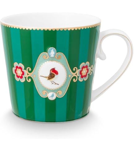 Tasse Avec Soucoupe Pip Studio Flower Festival - Porcelaine 280 Ml Motif Fleuri Rose Foncé, Va Au Micro-ondes
