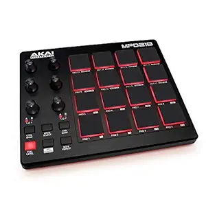 Akai Professional MPD218 | Portable USB/MIDI Pad Controller with 16 LED Backlit MPC Pads and Software Pack Included (Black)