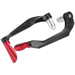 Embrayage de frein moto, guidon en fibre de carbone Protect Guard en alliage d'aluminium, fibre de levier d'embrayage de frein moto Guidon (1 paire) (Red)