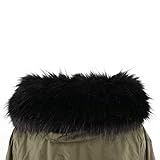 Futter in 100% Polyester Deargles Pelzkragen Kunstpelz Fellimitat Pelzkragen Pelzschal Stolen Waschb?r Wintermantel Kapuzen Kante 75 * 18cmPures Schwarz