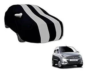 Auto Hub Water Resistant Car Body Cover Compatible with Model 2009-2014 Hyundai i10 (Black/ Silver)