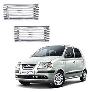 Uniqon Stylish Car Side Lamp/Indicator Rim Sticker Grill/Jali Type Chrome Finishing Cover Auto Car Exterior Accessories Suitable For Hyundai Old Santro Xing Set of 2 Pieces (Silver)