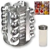 Especiero de acero inoxidable con 16 botes, color plateado