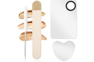 Fuyamp Kosmetik Mischpalette, 2 Stück Edelstahl-Kosmetikpalette mit Spachtelwerkzeug and Lederetui, Upgrade Mixing Makeup Palette zum Mischen von Kosmetik/Nagellack/Pigmentmischung