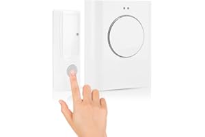 SONEW Kit de sonnette sans fil étanche 200 m à distance MP3 à télécharger avec sonnerie de porte sans fil, 10 accords musicaux intégrés, mémoire de 64 Mo