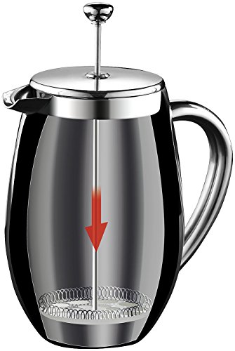 Rosenstein & Söhne Thermo-Kaffeebereiter, French-Press, Edelstahl, doppelwandig, 350 ml - 4