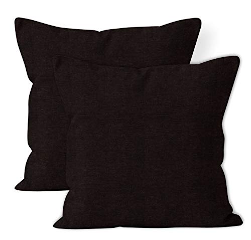 Encasa Homes Juego de 2 Fundas de Almohada de Chenilla, Marrón Chocolate, 40 x 40 cm