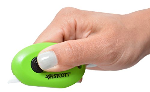 Westcott E-16474 00 Mini-Cutter mit Keramik-Sicherheitsklinge, automatisch einziehbar und integriertem Magnethalter, grün - 5