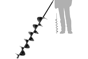 SYITCUN Jardín Excavadora de Taladro 8x60cm,Cultivador de Suelo Broca, Caña del Hex Inoxidable,Taladro sembradoras para ahoyadora Profundamente,Herramientas para Flor Plantando árboles Arbustos