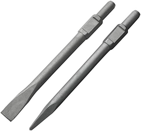 TOOLUXE 02625 16" Demolition Jack Hammer Bit Set | 2 Piece | 16” Flat Tip and 16” Bull Point Chisel | Cr-V Steel