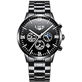 SEnjoyy Herren Armbanduhr Edelstahl Metallarmband Analoge Quarzuhr mit Chronograph Sport Multifunktions Wasserdicht Datum Kalender Uhr