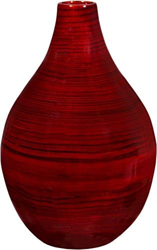 Home Essentials &amp; Beyond 73248 Home Essentials 10" Spun Bamboo Red Grain Vase
