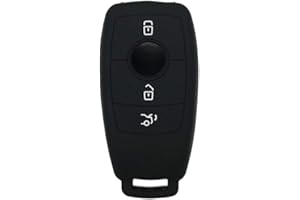 BROVACS Silicone Cover Protector Case Holder Skin Jacket Compatible with MERCEDES BENZ E Class 3 Button Smart Remote Key Fob CV4957 Black